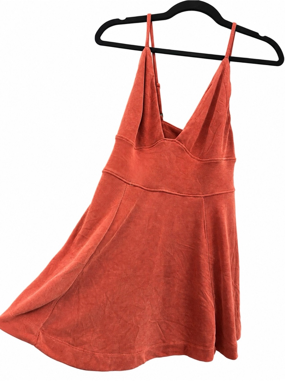 Free People Rust Lace Up Back Flowy Tunic Tank Top Size M Boho #208